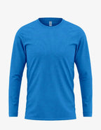 Men's royal heather long sleeve T-shirt by SpectraUSA, front view showcasing comfortable casual fit and fabric texture.