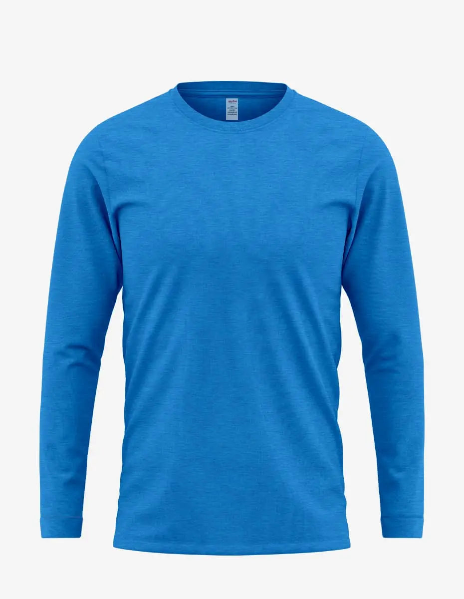Men's royal heather long sleeve T-shirt by SpectraUSA, front view showcasing comfortable casual fit and fabric texture.