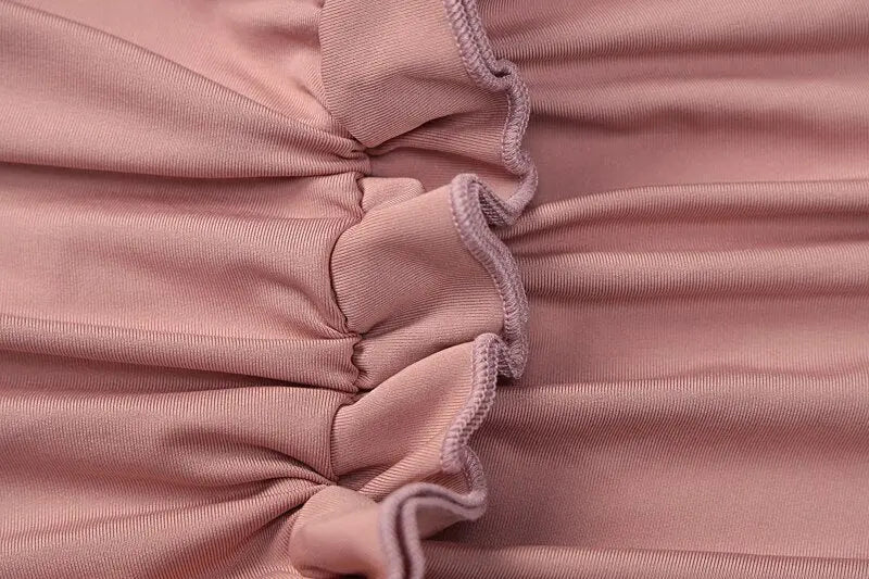 Ruffled Solid Halter Hollow Out Sleeveless Crop Top Pleated Skirts 2 Pieces Set - Blade & Thread