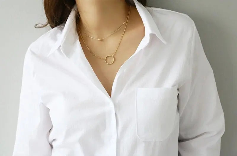S-3XL Spring One Pocket Women White Blouse Female Shirt Tops Long Sleeve - Blade & Thread