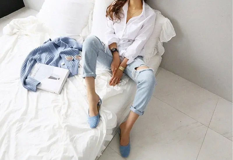 S-3XL Spring One Pocket Women White Blouse Female Shirt Tops Long Sleeve - Blade & Thread