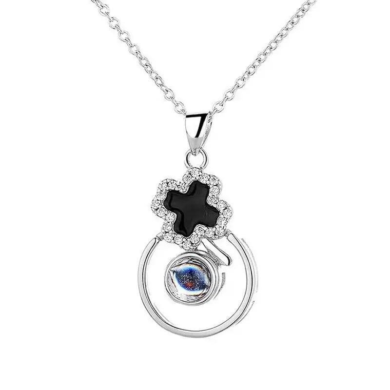 S925 Silver Epoxy Necklace Female Projection Pendant - Blade & Thread