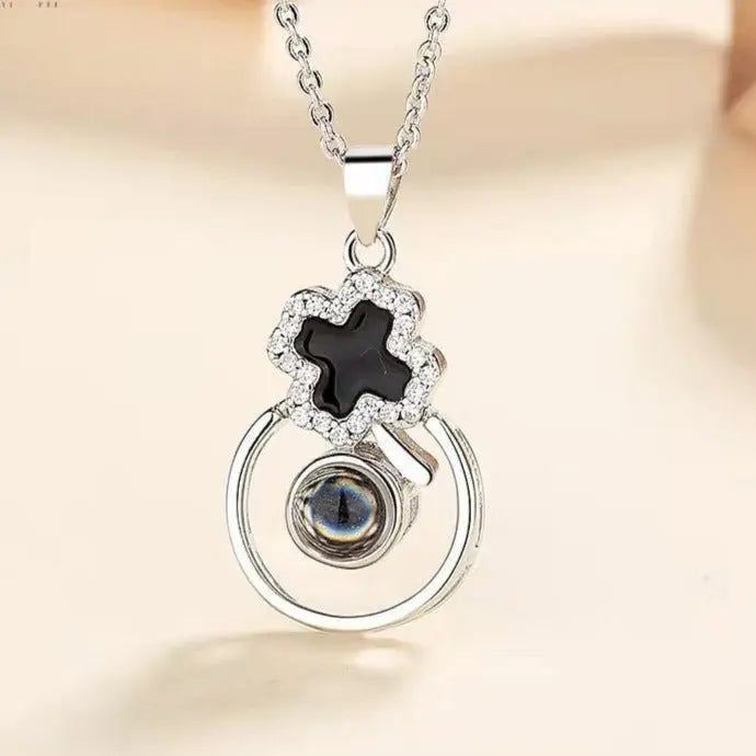 S925 Silver Epoxy Necklace Female Projection Pendant - Blade & Thread