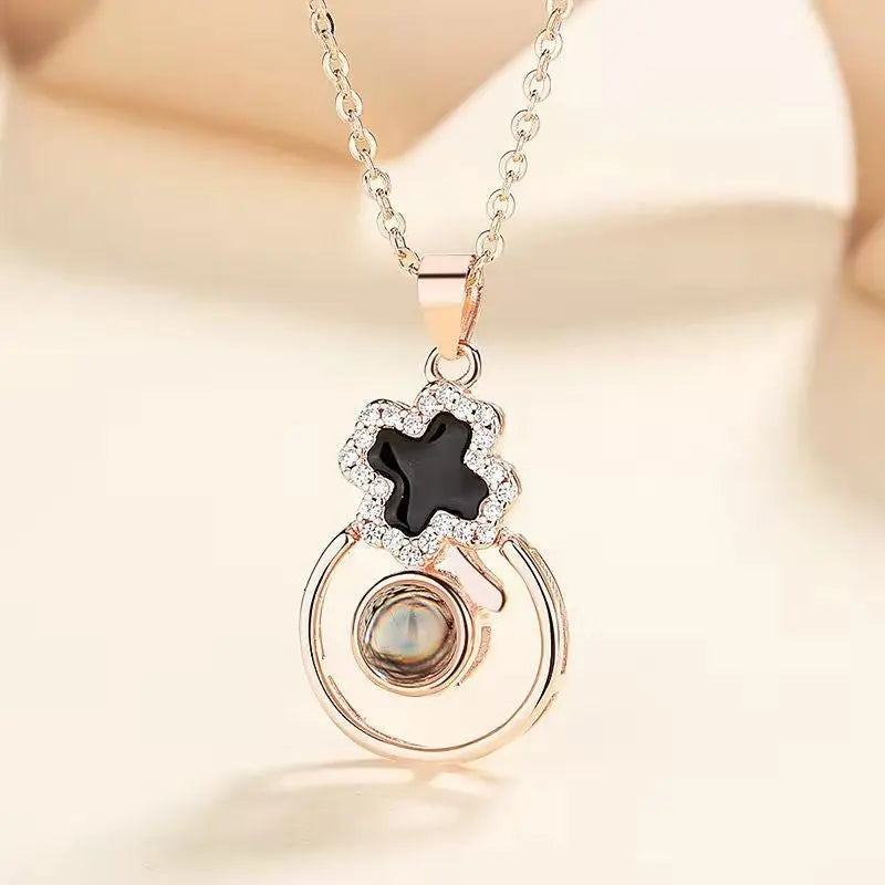 S925 Silver Epoxy Necklace Female Projection Pendant - Blade & Thread