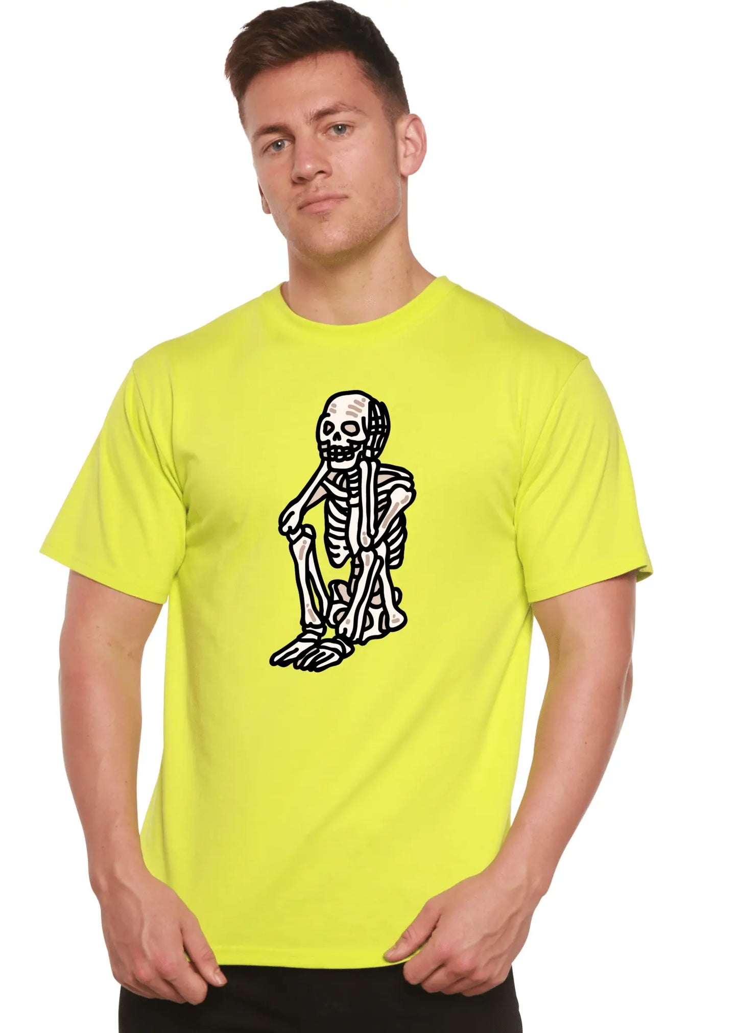 Sad Skeleton Halloween Unisex Bamboo Viscose/Organic Cotton Short Sleeve Graphic T-Shirt - Blade & Thread