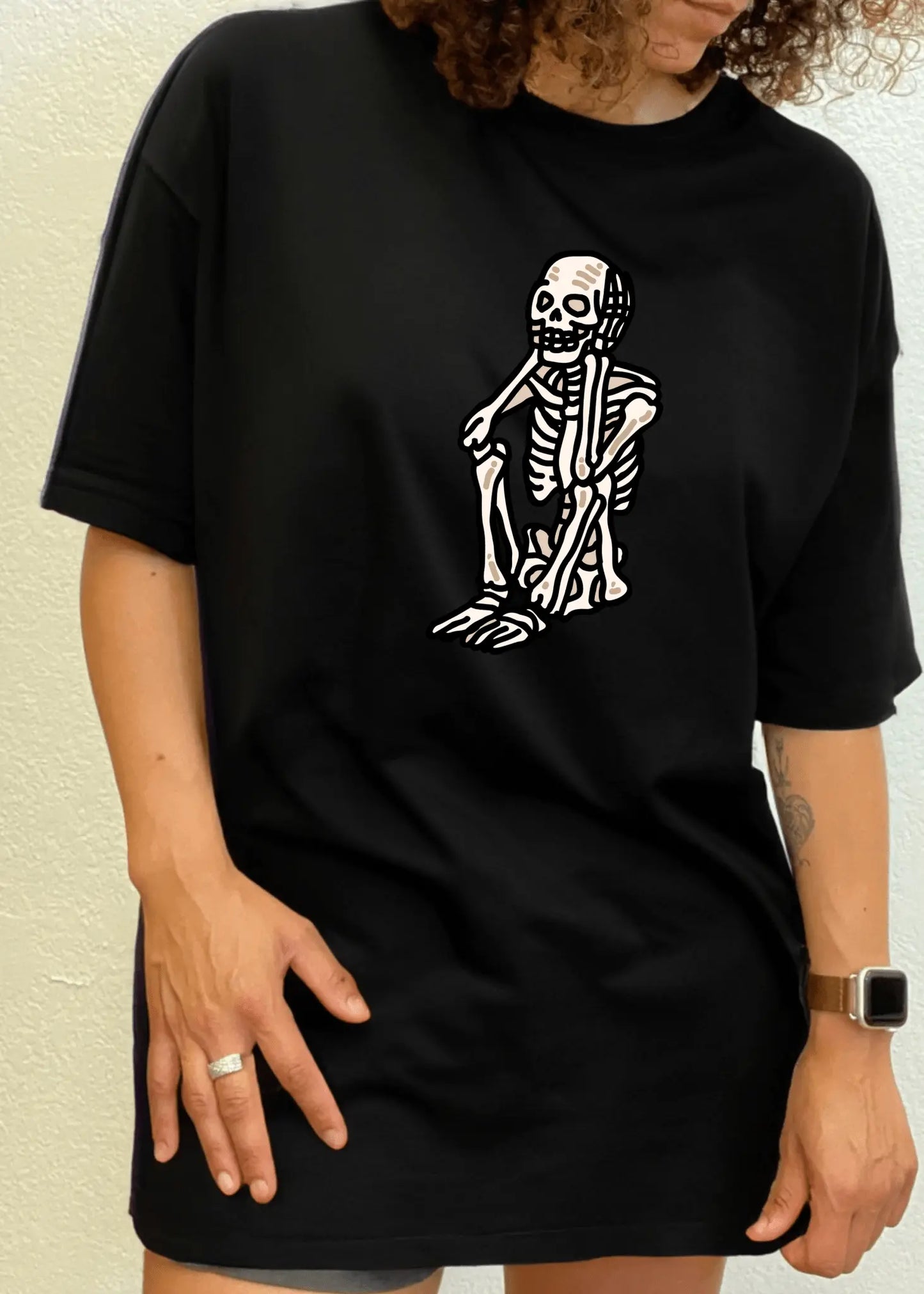 Sad Skeleton Halloween Unisex Bamboo Viscose/Organic Cotton Short Sleeve Graphic T-Shirt - Blade & Thread