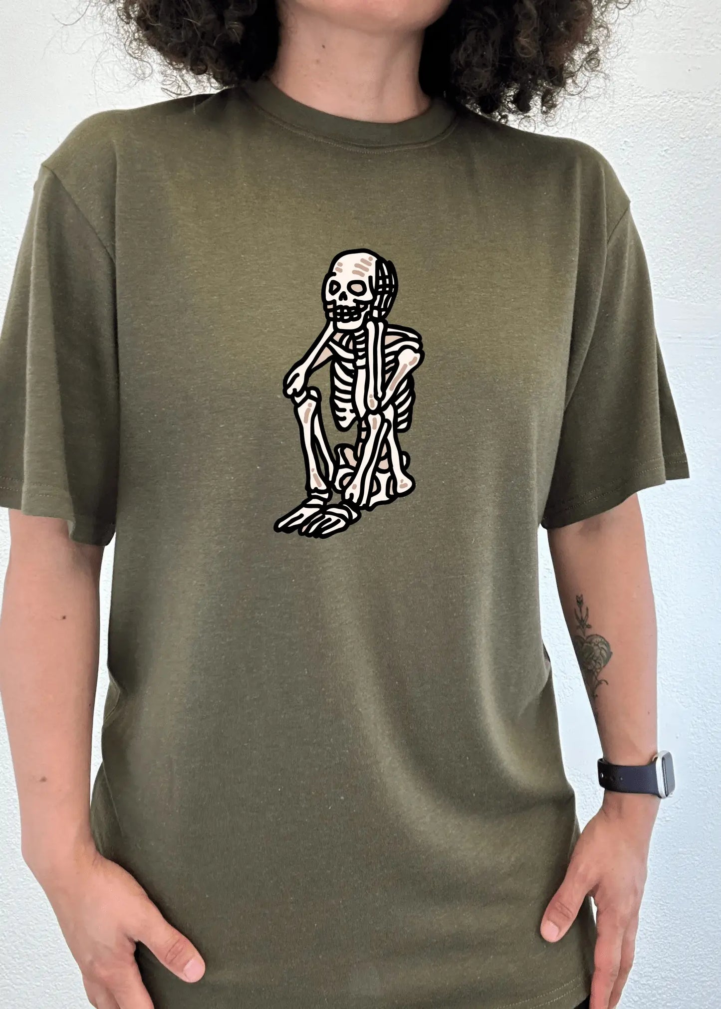 Sad Skeleton Halloween Unisex Bamboo Viscose/Organic Cotton Short Sleeve Graphic T-Shirt - Blade & Thread