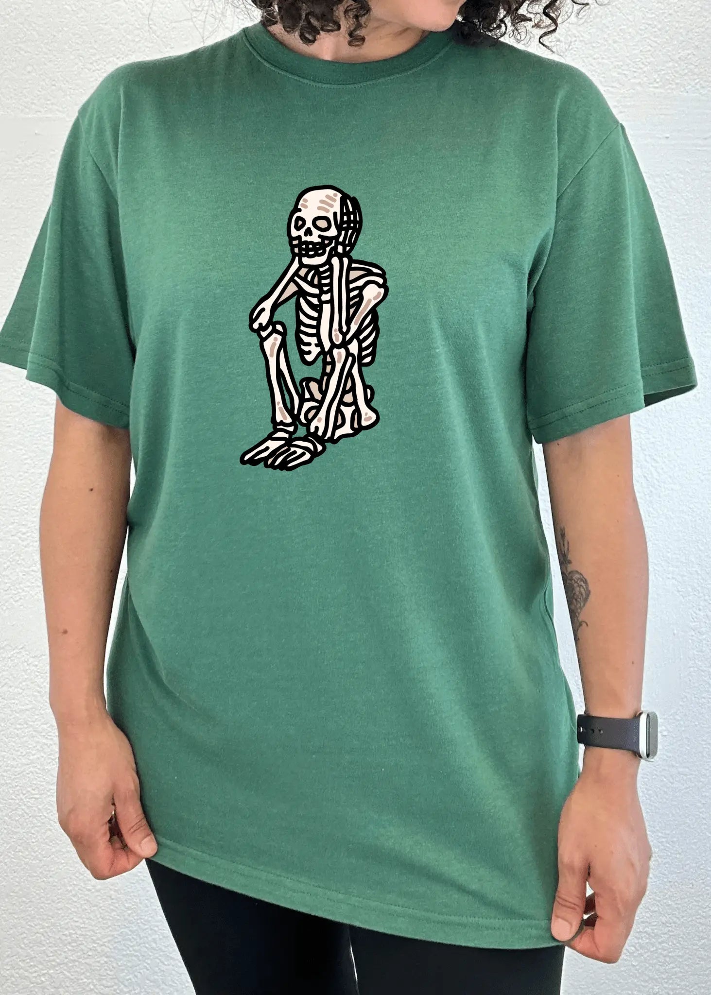 Sad Skeleton Halloween Unisex Bamboo Viscose/Organic Cotton Short Sleeve Graphic T-Shirt - Blade & Thread
