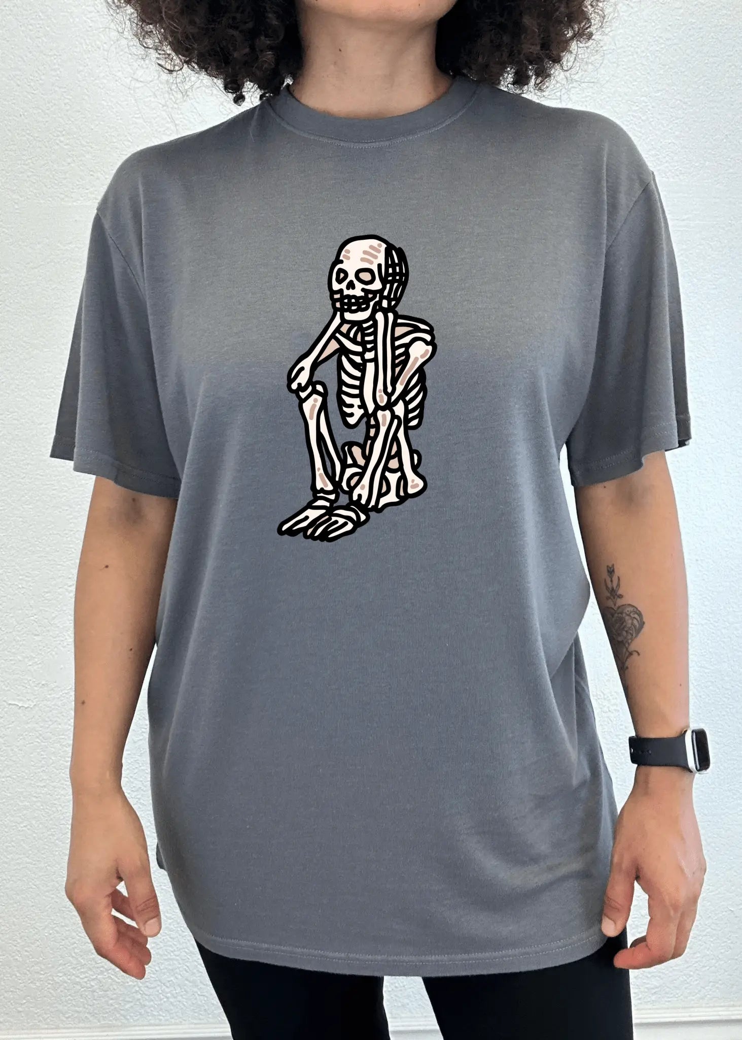 Sad Skeleton Halloween Unisex Bamboo Viscose/Organic Cotton Short Sleeve Graphic T-Shirt - Blade & Thread