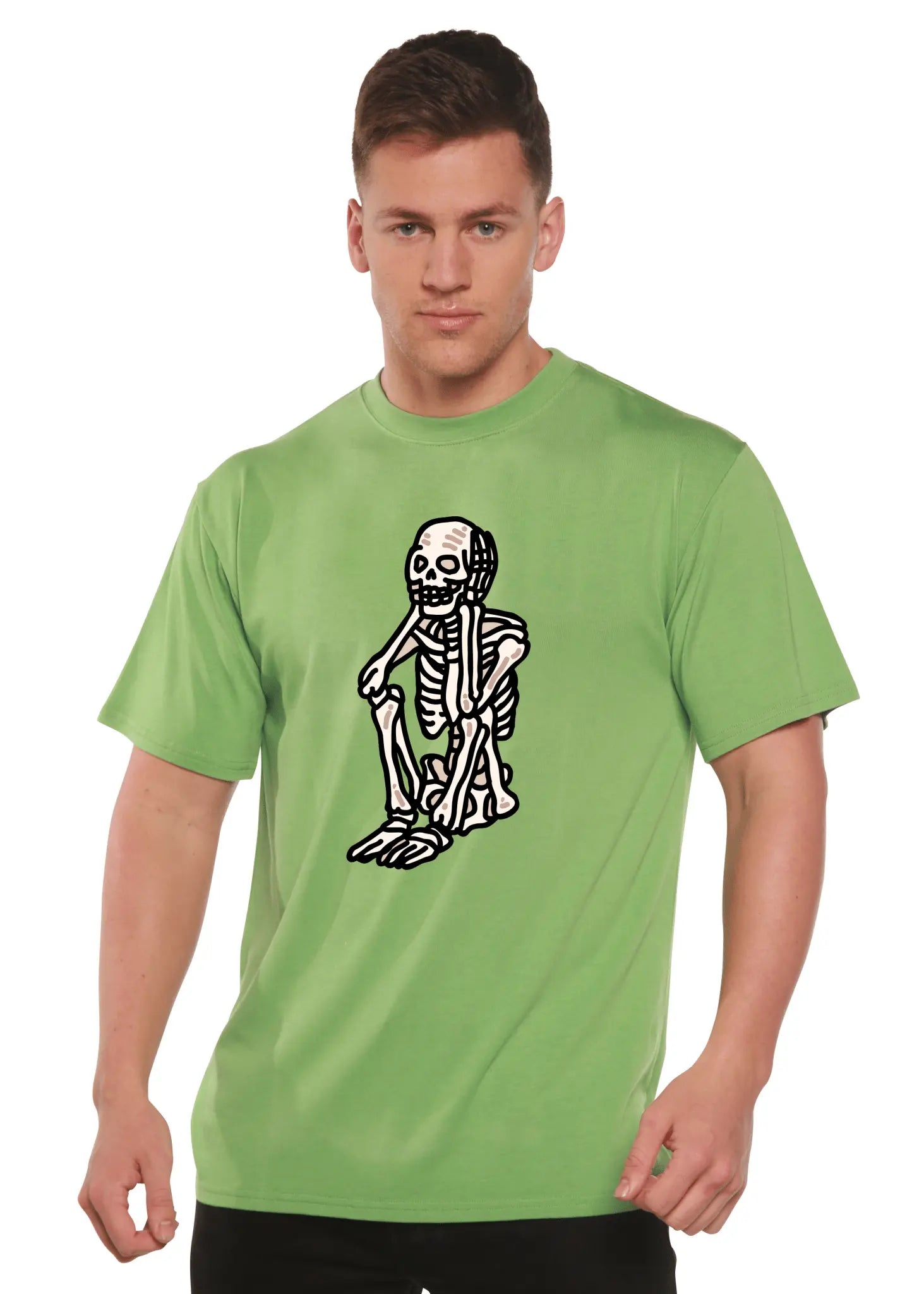 Sad Skeleton Halloween Unisex Bamboo Viscose/Organic Cotton Short Sleeve Graphic T-Shirt - Blade & Thread