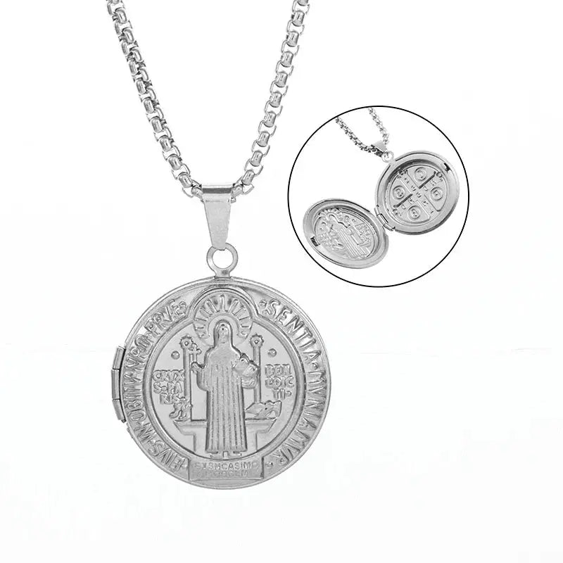 Saint St. Benedict Jesus Cross Pendant Necklace Christian Catholic Amulet - Blade & Thread