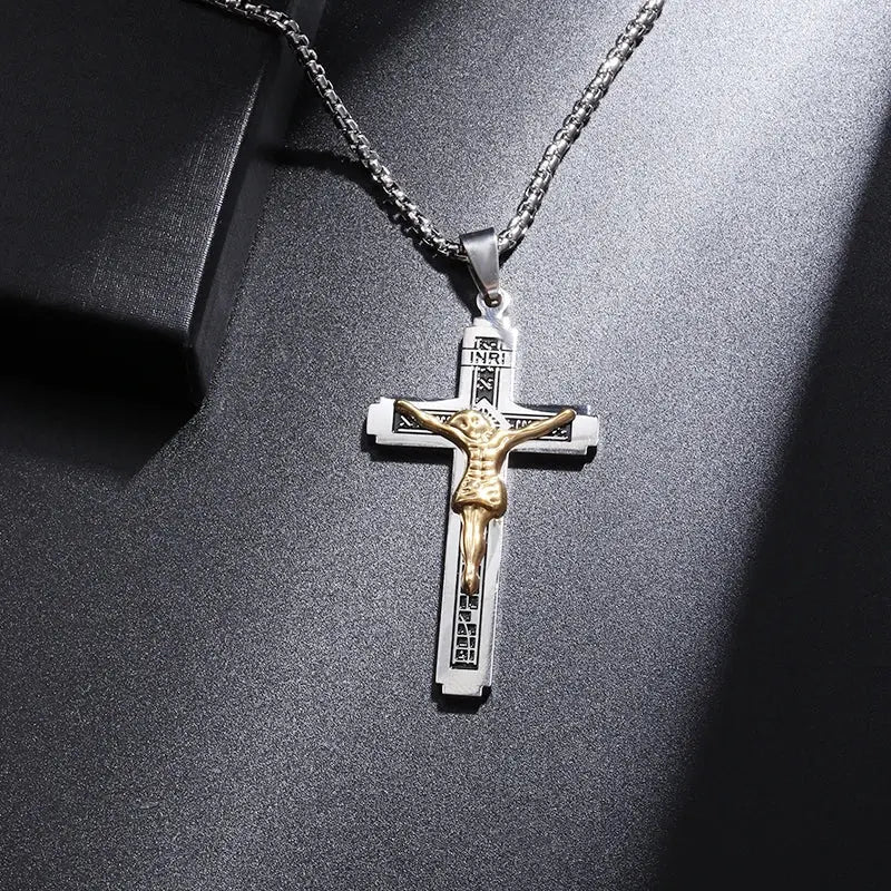 Saint St. Benedict Jesus Cross Pendant Necklace Christian Catholic Amulet - Blade & Thread