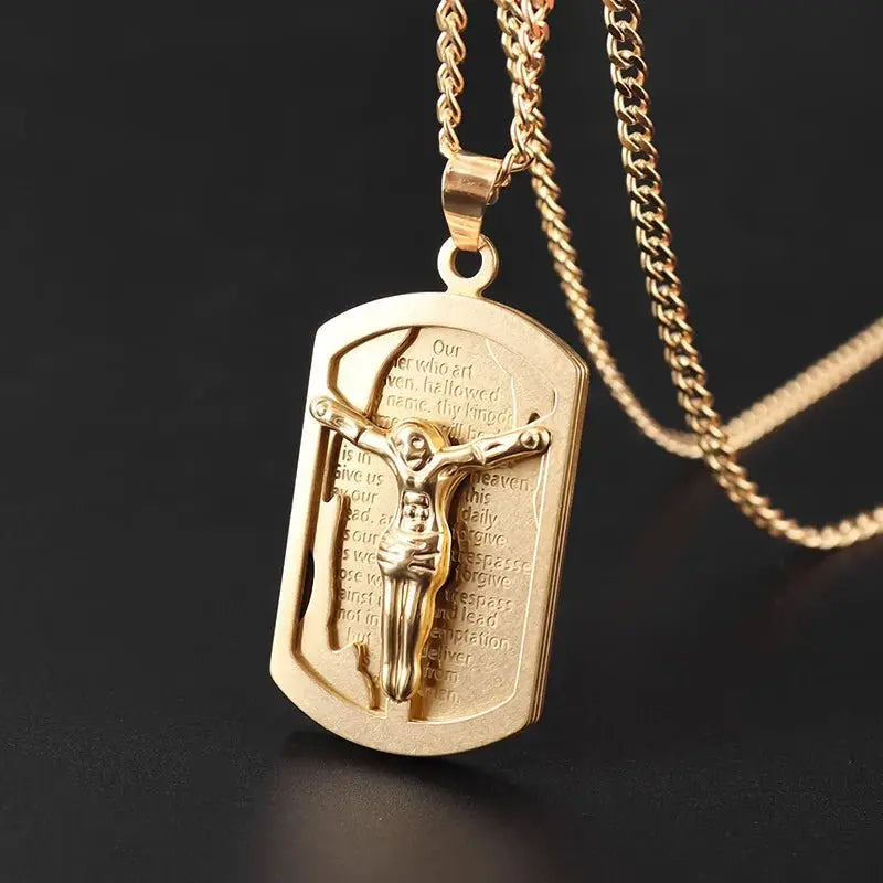 Saint St. Benedict Jesus Cross Pendant Necklace Christian Catholic Amulet - Blade & Thread