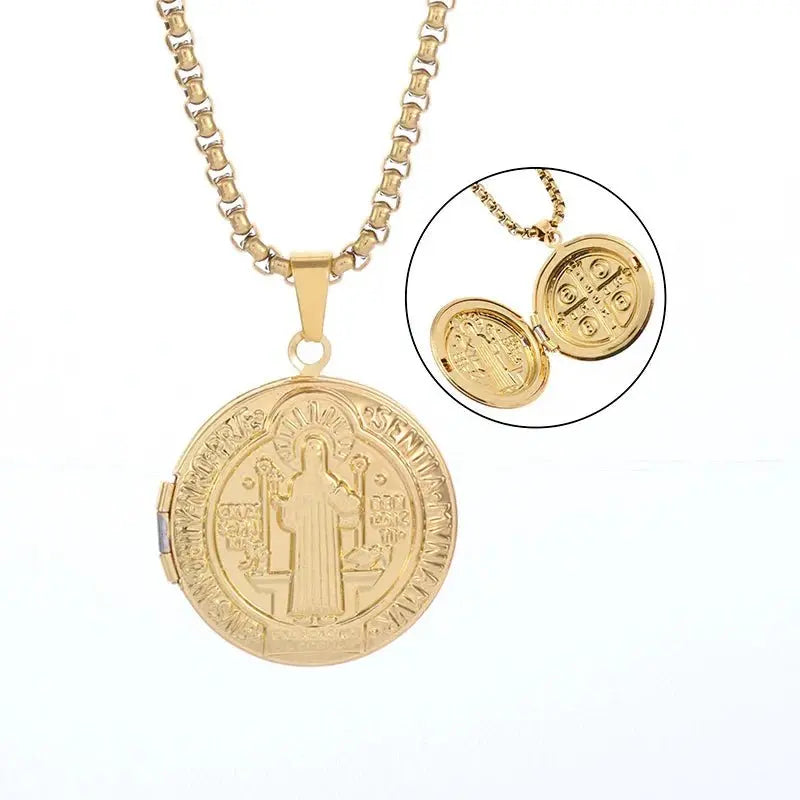 Saint St. Benedict Jesus Cross Pendant Necklace Christian Catholic Amulet - Blade & Thread