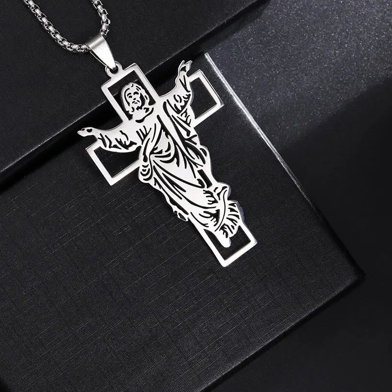 Saint St. Benedict Jesus Cross Pendant Necklace Christian Catholic Amulet - Blade & Thread