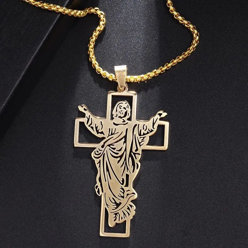 Saint St. Benedict Jesus Cross Pendant Necklace Christian Catholic Amulet - Blade & Thread