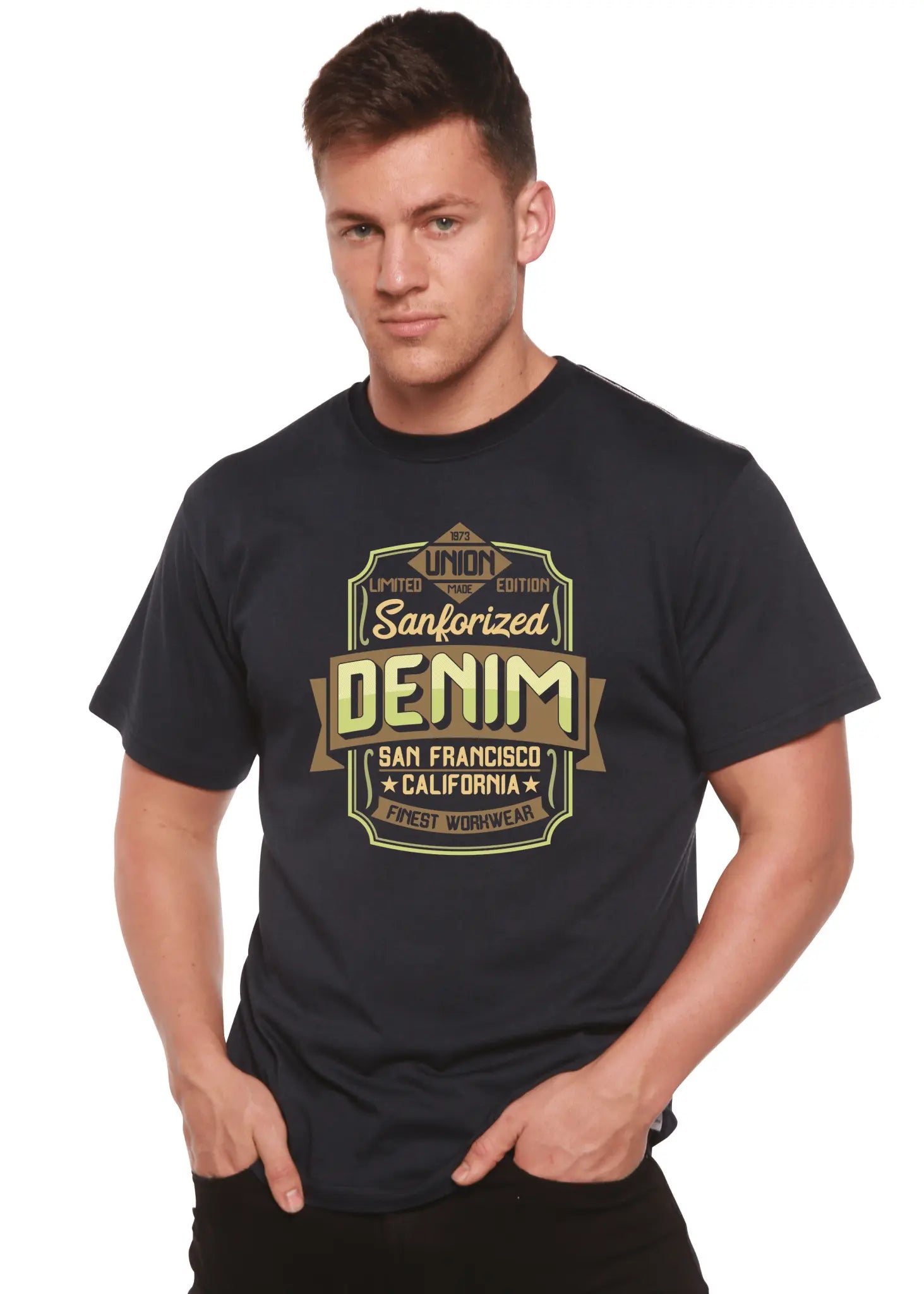 Sanforized Denim Men's Bamboo Viscose/Organic Cotton Short Sleeve Graphic T-Shirt - Blade & Thread