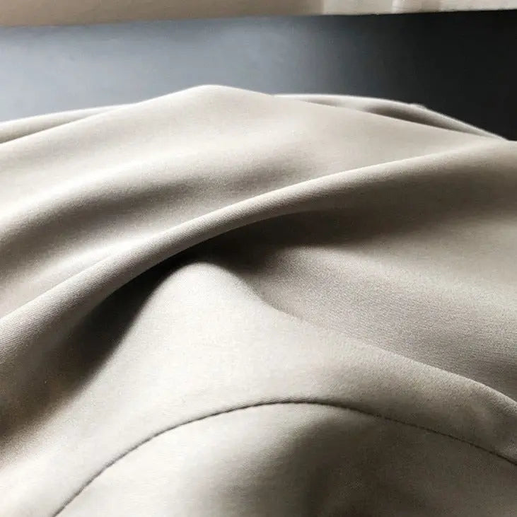 Satin Shirts Long Sleeve Turn Down Collar Elegant Office Ladies Workwear - Blade & Thread
