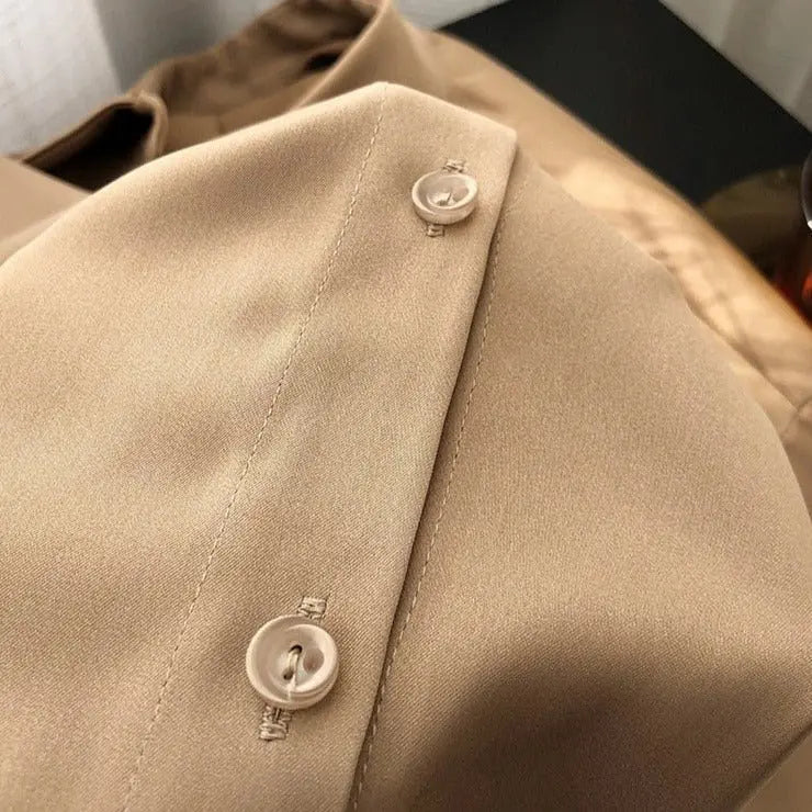 Satin Shirts Long Sleeve Turn Down Collar Elegant Office Ladies Workwear - Blade & Thread