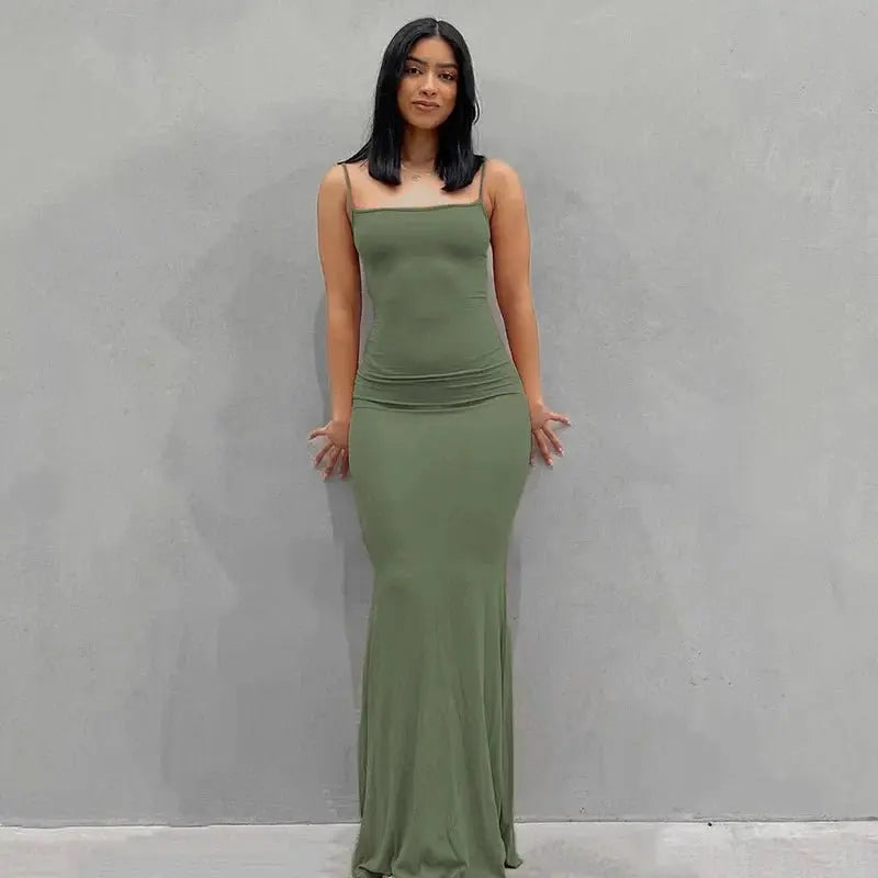 Satin Slip Sleeveless Backless Maxi Dress Women Y2K - Blade & Thread