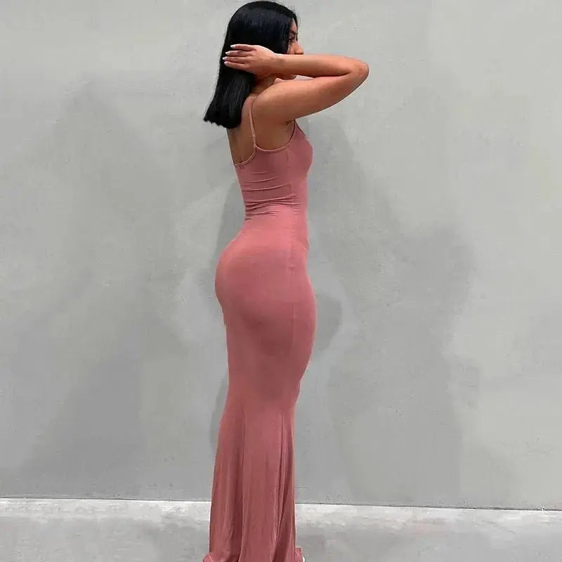 Satin Slip Sleeveless Backless Maxi Dress Women Y2K - Blade & Thread