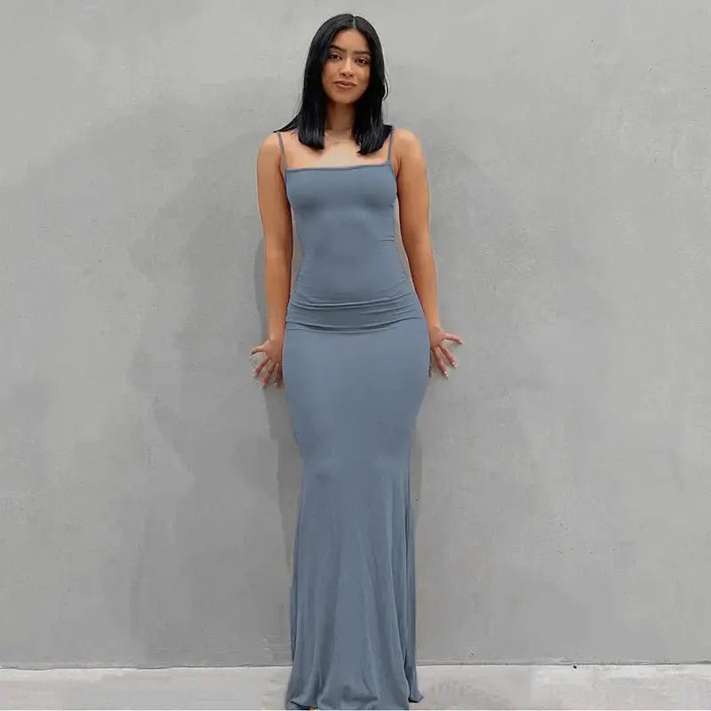 Satin Slip Sleeveless Backless Maxi Dress Women Y2K - Blade & Thread