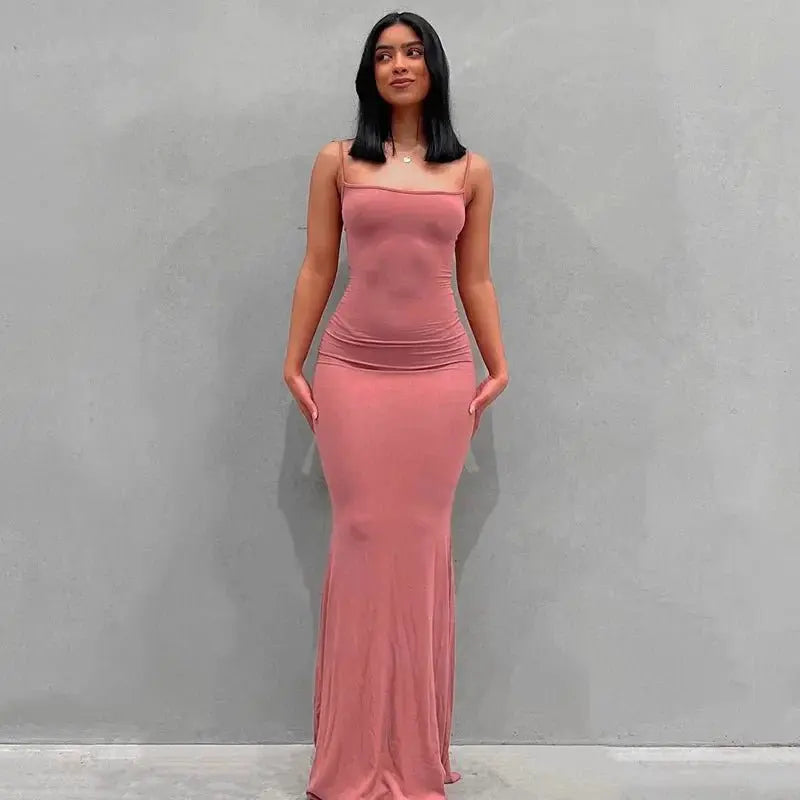 Satin Slip Sleeveless Backless Maxi Dress Women Y2K - Blade & Thread