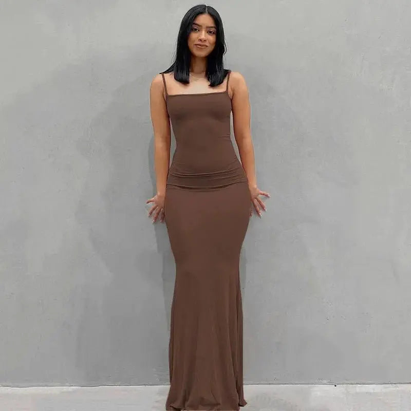 Satin Slip Sleeveless Backless Maxi Dress Women Y2K - Blade & Thread