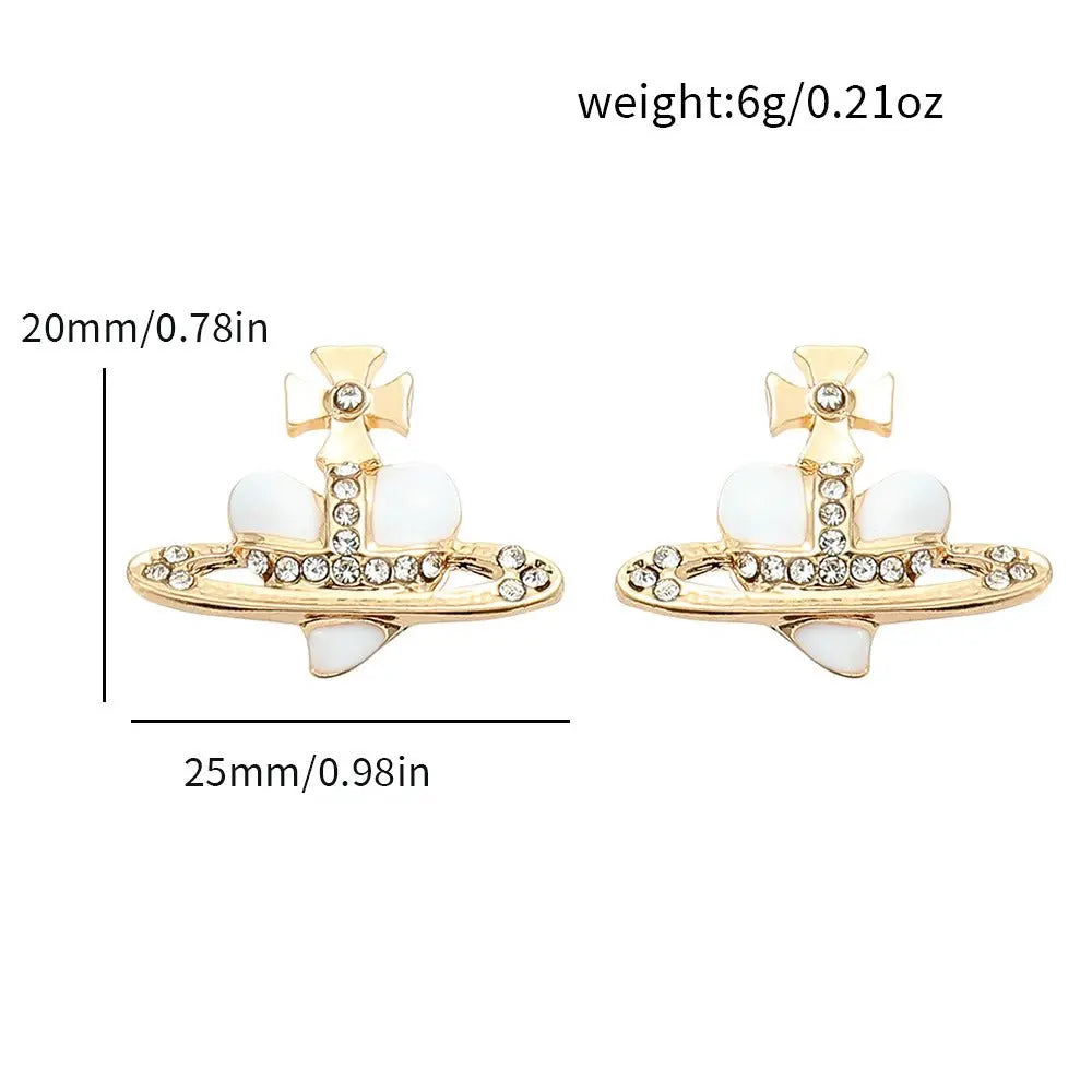 Saturn necklace, teardrop colored diamond earrings, Saturn earrings - Blade & Thread