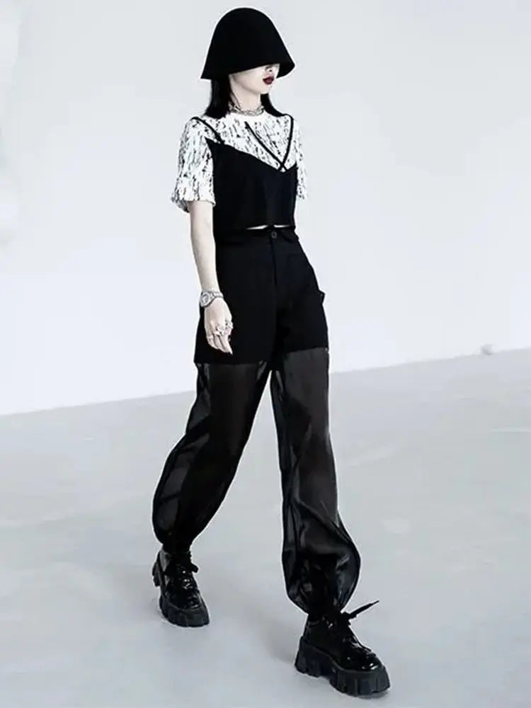 Semi-perspective Cargo Pants Women Summer Niche Large Pockets Stitching Pants - Blade & Thread