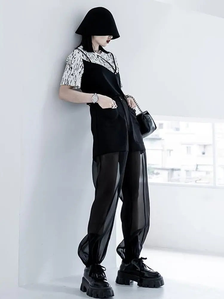 Semi-perspective Cargo Pants Women Summer Niche Large Pockets Stitching Pants - Blade & Thread
