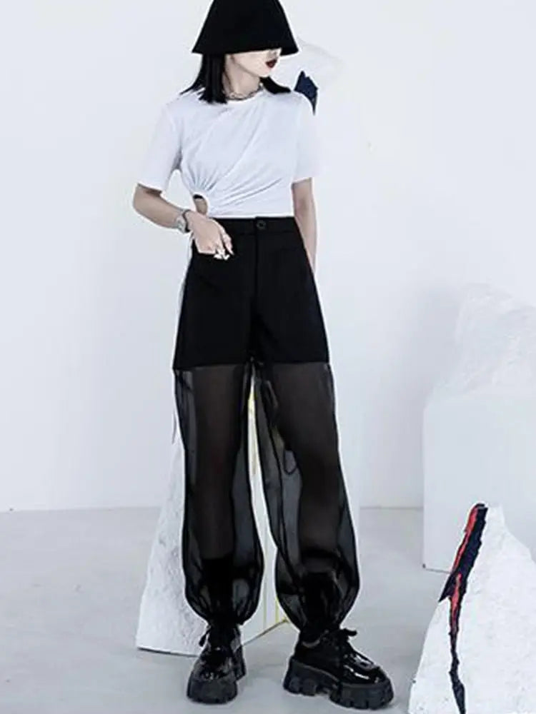 Semi-perspective Cargo Pants Women Summer Niche Large Pockets Stitching Pants - Blade & Thread