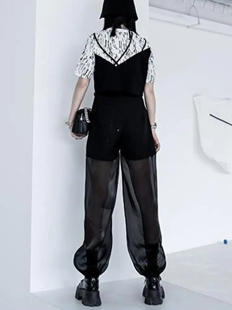 Semi-perspective Cargo Pants Women Summer Niche Large Pockets Stitching Pants - Blade & Thread