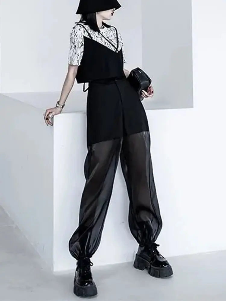 Semi-perspective Cargo Pants Women Summer Niche Large Pockets Stitching Pants - Blade & Thread
