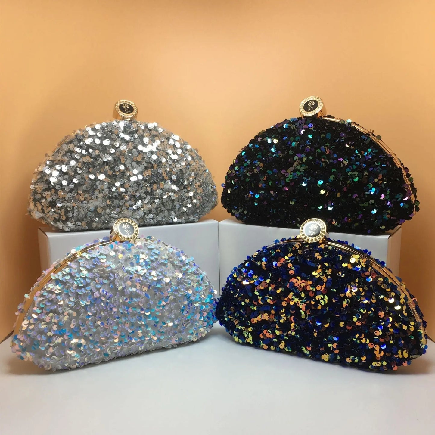 Sequined laser iridescent multi-color fashionable cosmetic bags - Blade & Thread