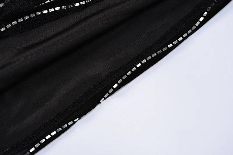 Sequins Long Sleeve Turtleneck Bodycon Slim Sexy Mini Dress Party Club Y2K - Blade & Thread