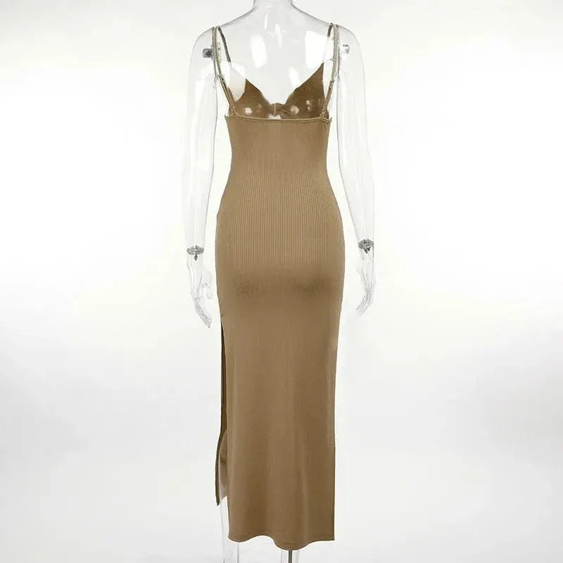Sexy Backless Long Dress Fashion Women Bandage Cut Out Split Bodycon Dress - Blade & Thread