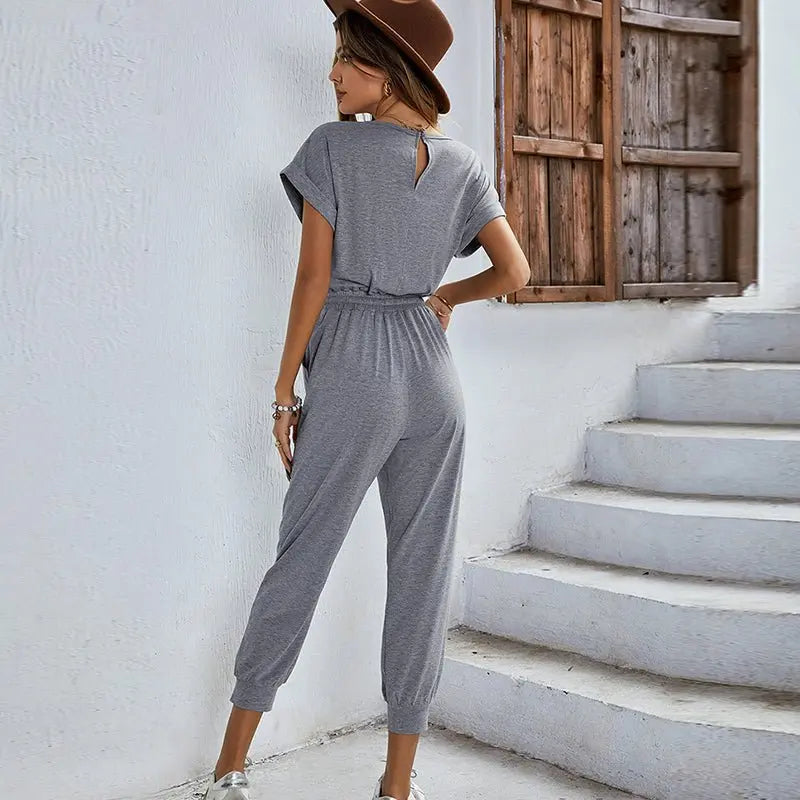 Sexy Casual Polyester Rompers Summer Women's 2022 High Waist Overalls Outfits Jumpsuit with Pocket - Blade & Thread