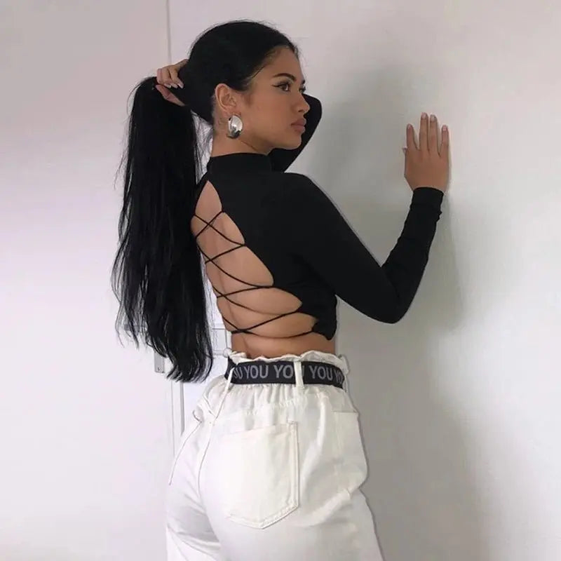 Sexy Hollow Knit Top Sweater Women Party Navel Slim Ribbed Summer Lady Shirts - Blade & Thread