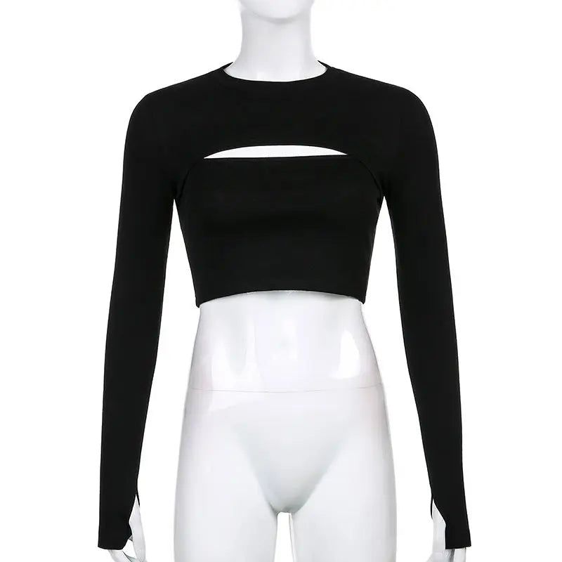 Sexy Hollow Knit Top Sweater Women Party Navel Slim Ribbed Summer Lady Shirts - Blade & Thread