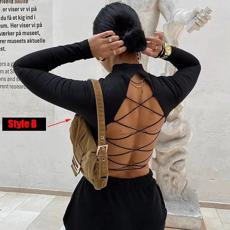 Sexy Hollow Knit Top Sweater Women Party Navel Slim Ribbed Summer Lady Shirts - Blade & Thread