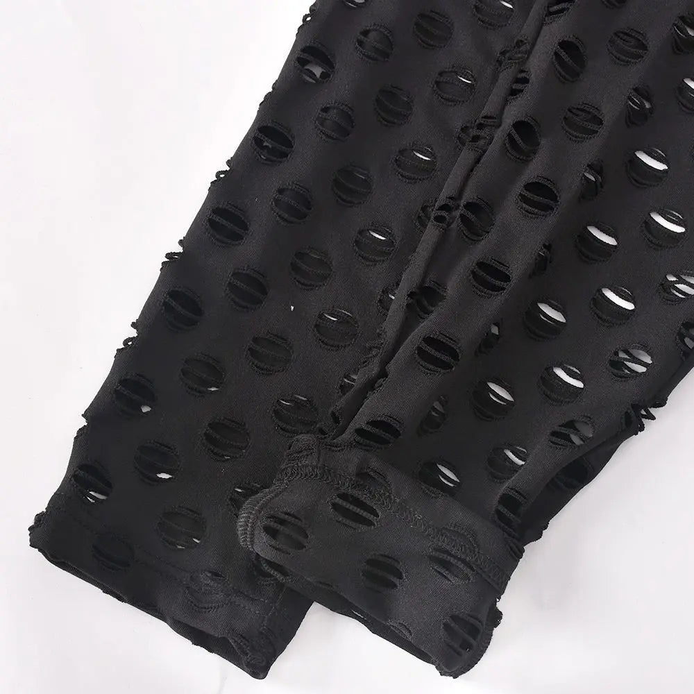 Sexy Hollow Out See Through Long Sleeve Jumpsuits Women Hole Grunge Skinny One Piece Rompers - Blade & Thread