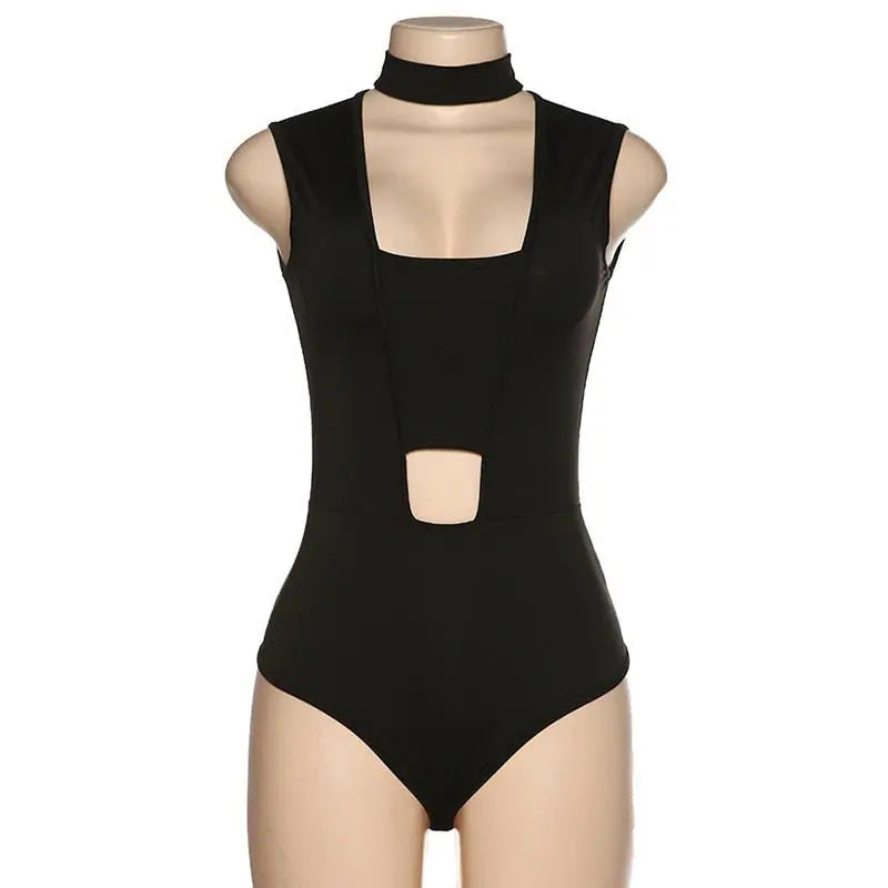 Sexy Hollow Women's Jumpsuit Round Neck Black Slim Fit All-match Thin Rompers Summer 2022 - Blade & Thread
