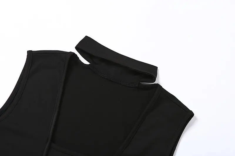 Sexy Hollow Women's Jumpsuit Round Neck Black Slim Fit All-match Thin Rompers Summer 2022 - Blade & Thread