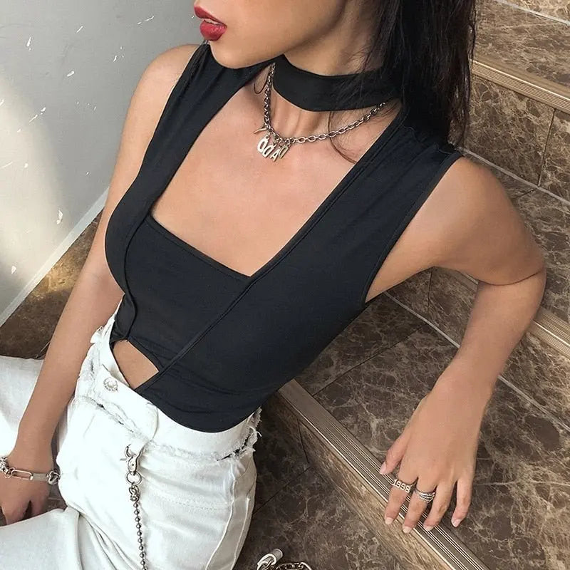 Sexy Hollow Women's Jumpsuit Round Neck Black Slim Fit All-match Thin Rompers Summer 2022 - Blade & Thread