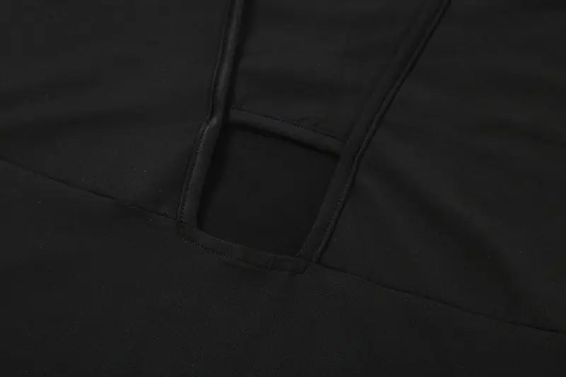 Sexy Hollow Women's Jumpsuit Round Neck Black Slim Fit All-match Thin Rompers Summer 2022 - Blade & Thread