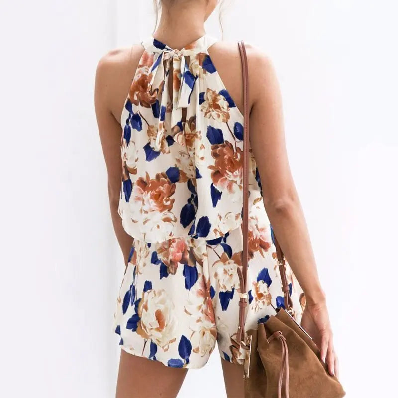 Sexy Jumpsuit For Women Loose Cause Boho Floral Female Rompers Beach Shorts Sets - Blade & Thread