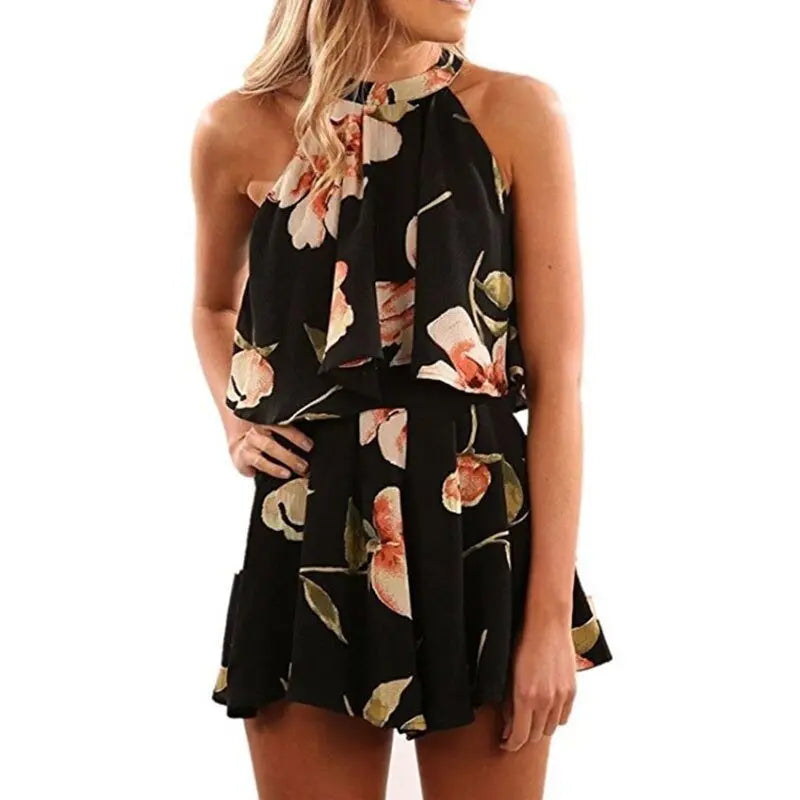Sexy Jumpsuit For Women Loose Cause Boho Floral Female Rompers Beach Shorts Sets - Blade & Thread