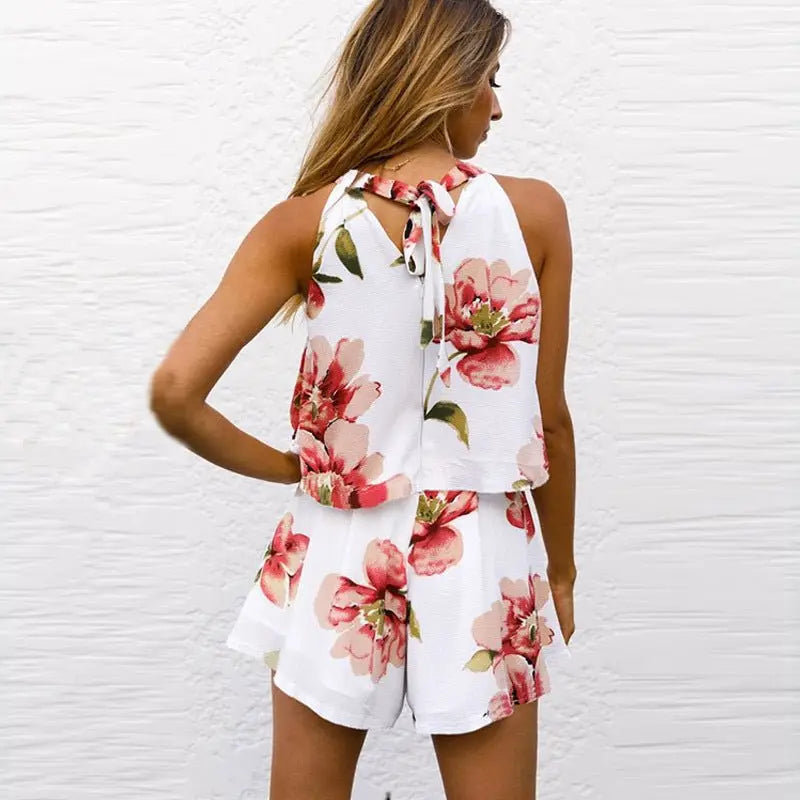 Sexy Jumpsuit For Women Loose Cause Boho Floral Female Rompers Beach Shorts Sets - Blade & Thread