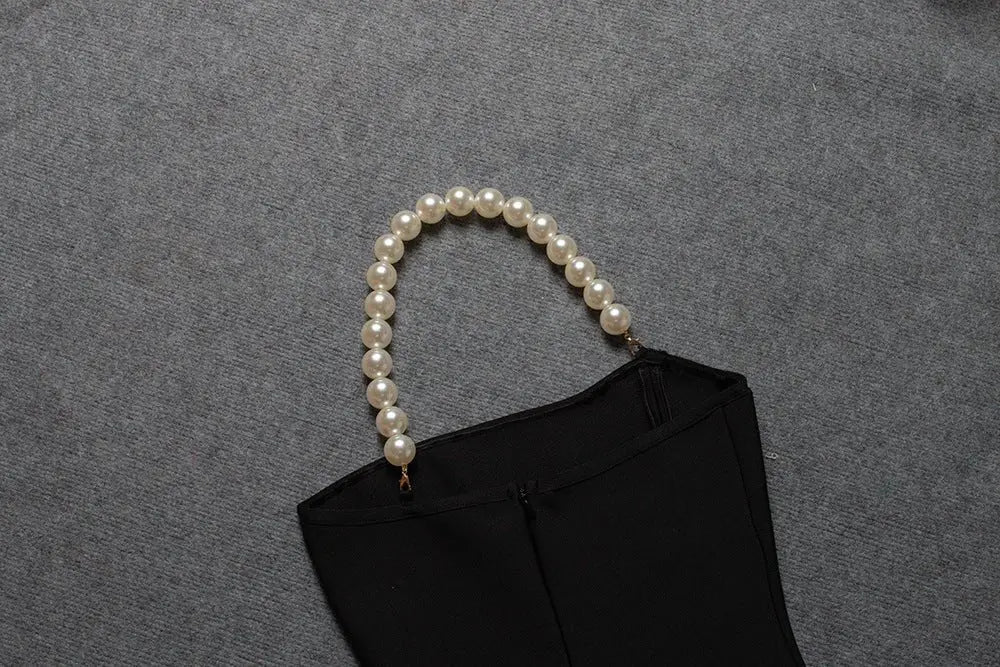 Sexy Tube Top Pearl One Shoulder Feather Decoration Cover Hip Bandage Dress - Blade & Thread